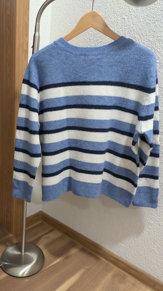 Sweter H&M oversize boxy S niebieski w pasy