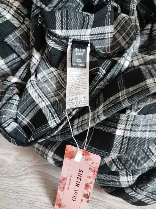 Nowa jak flanelowa sukienka midi krata 46/48