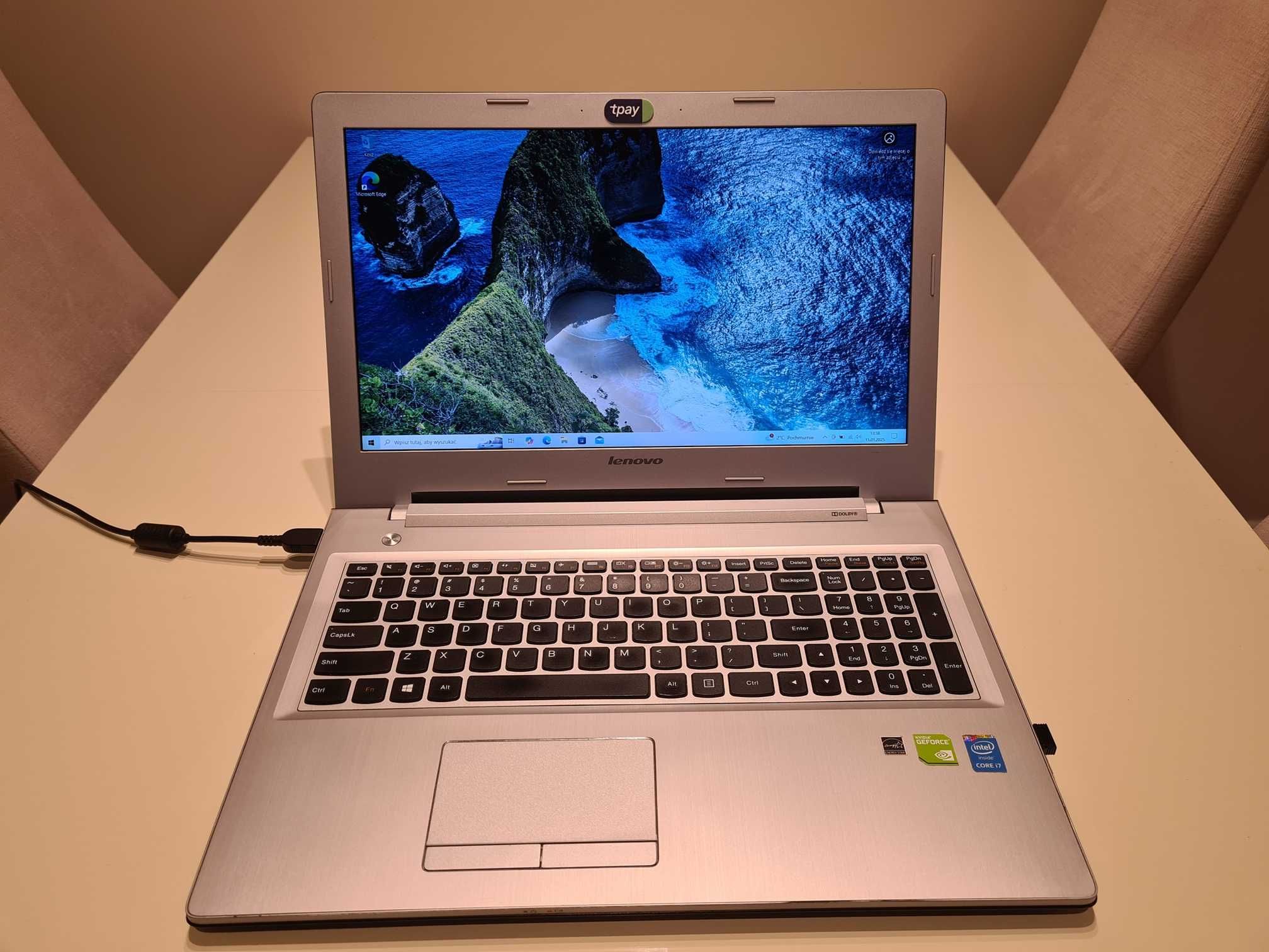 Laptop Lenovo Intel Core i7, 8 GB RAM, dysk SSD 512 GB, grafika NVIDIA