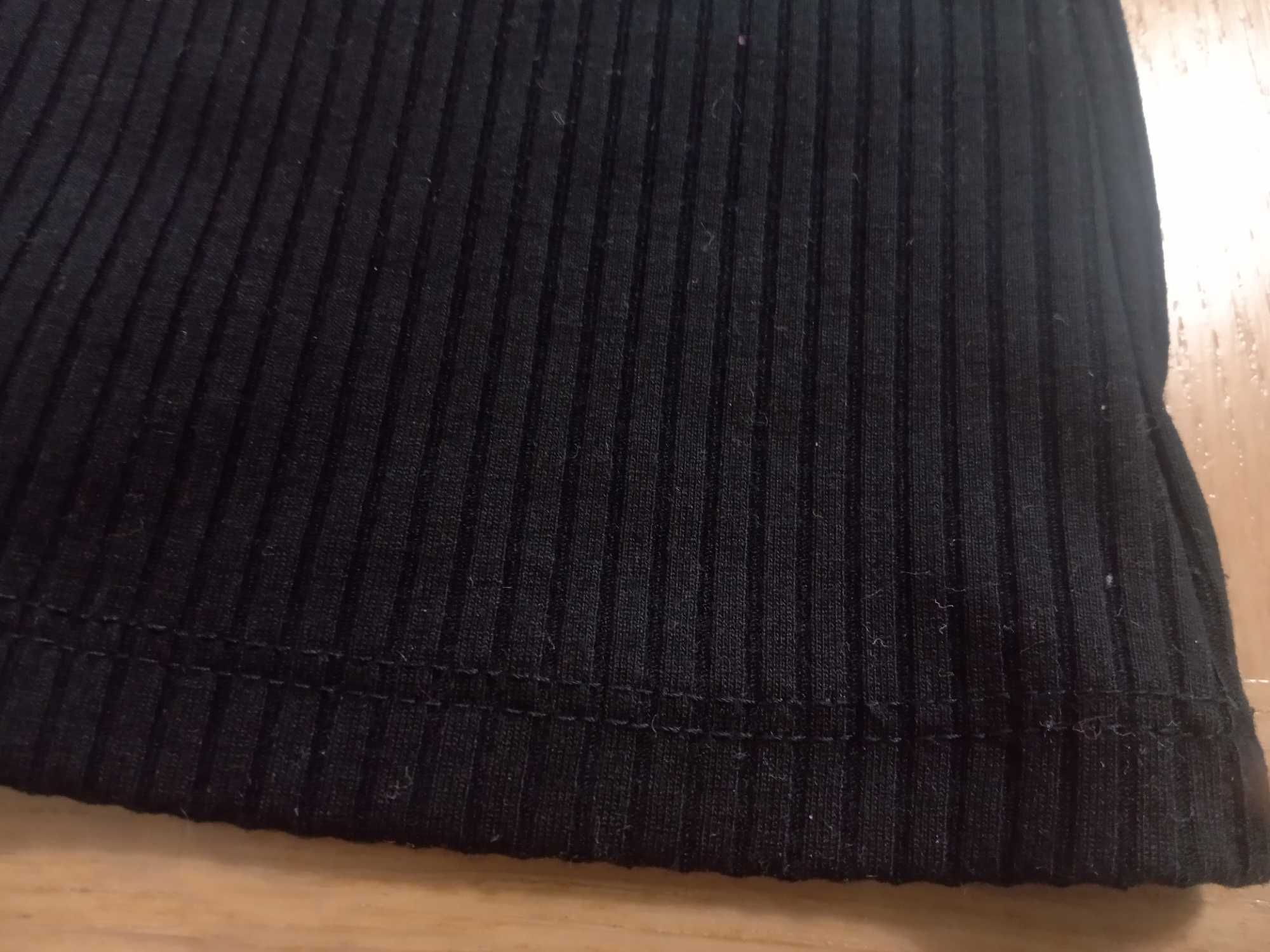 H&M legginsy dzwony czarne prążkowane 122