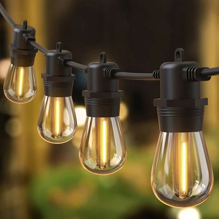 Oświetlenie ogrodowe 20m + 20x E27 LED – idealne na taras i imprezy