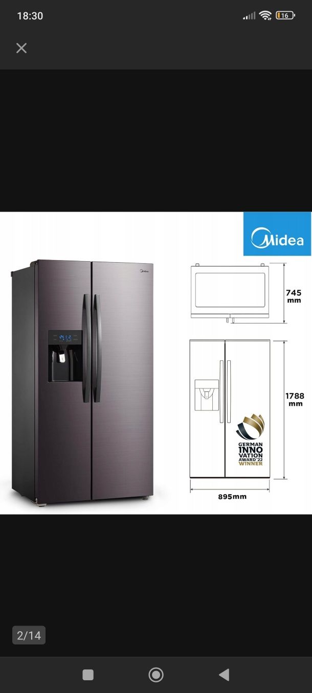 Lodówka side by side midea