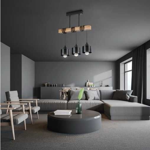 Lampa wisząca – żyrandol 3xE27 czarna, nowoczesna