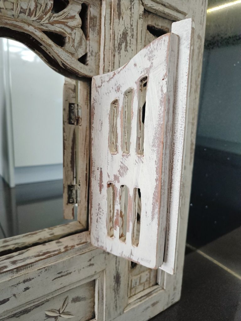 Okiennica z lusterkiem dekoracja rustic boho vintage
