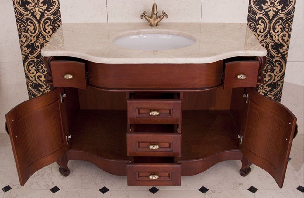 Меблі для ванни з дерева з мармуровою стільницею