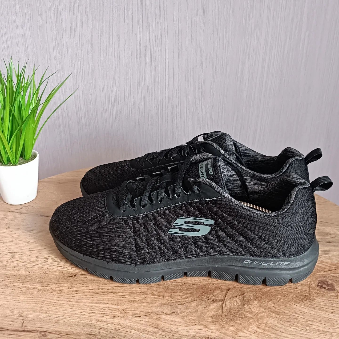 Чорні чоловічі кросівки Skechers 47,5р-31см, летние кроссовки сетка