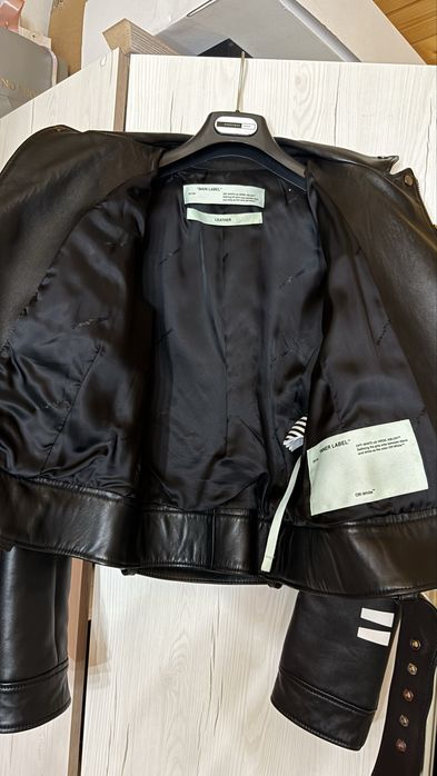 Off white кожаная куртка косуха шкіряна оригінал