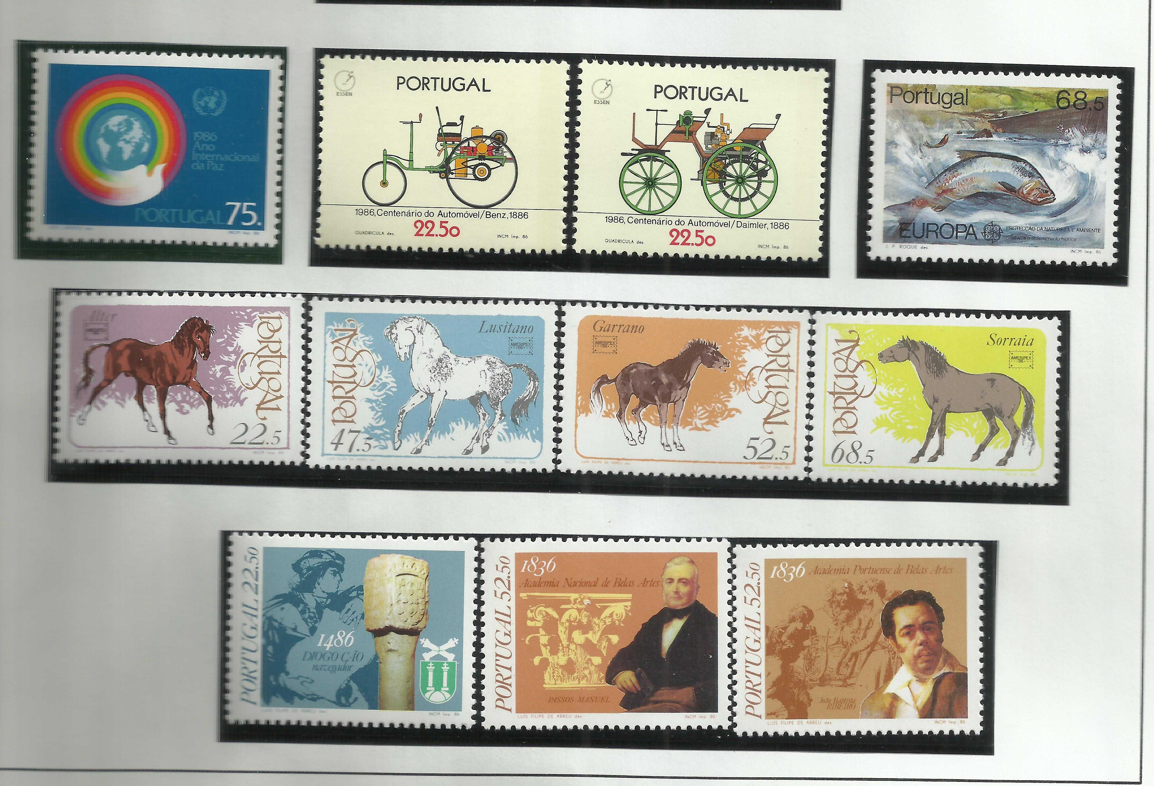 Selos portugueses – 26 selos de 1986, como novos e S/ charneira