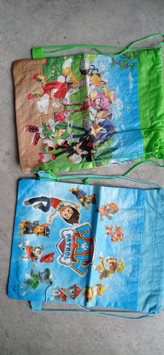 2 worki Sonic i Psi Patrol na kapcie lub strój gimnastyczny od już
