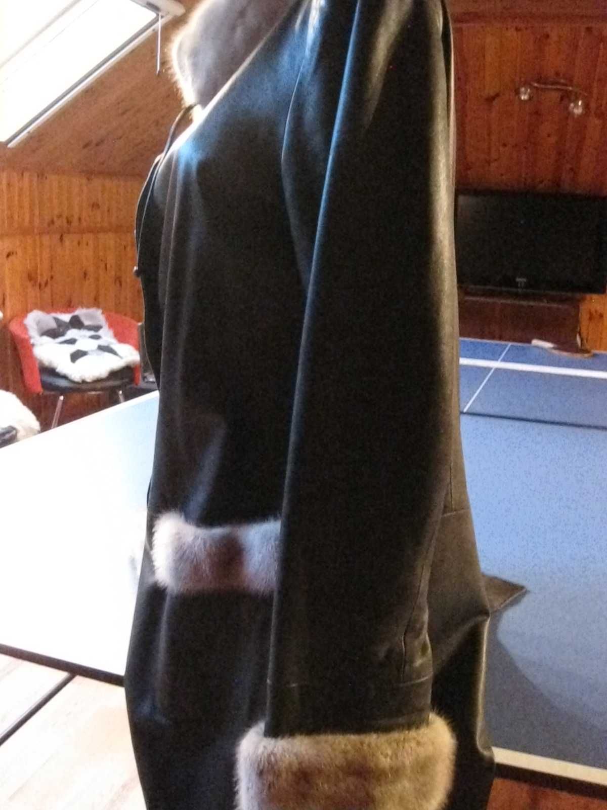 кожаная куртка с норкой-полупальто р 46-48 Турция