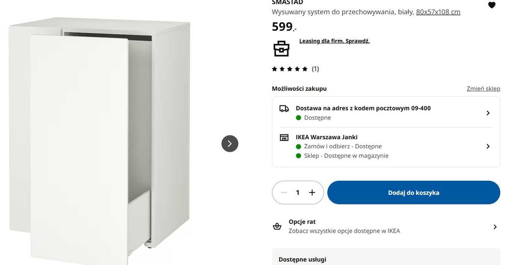 szafa SMÅSTAD Szerokość: 80 cm Głębokość: 57 cm Wysokość: 108 cm