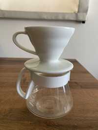 Drip v60 ceramiczny serwer Hario filtry brązowe zestaw do kawy