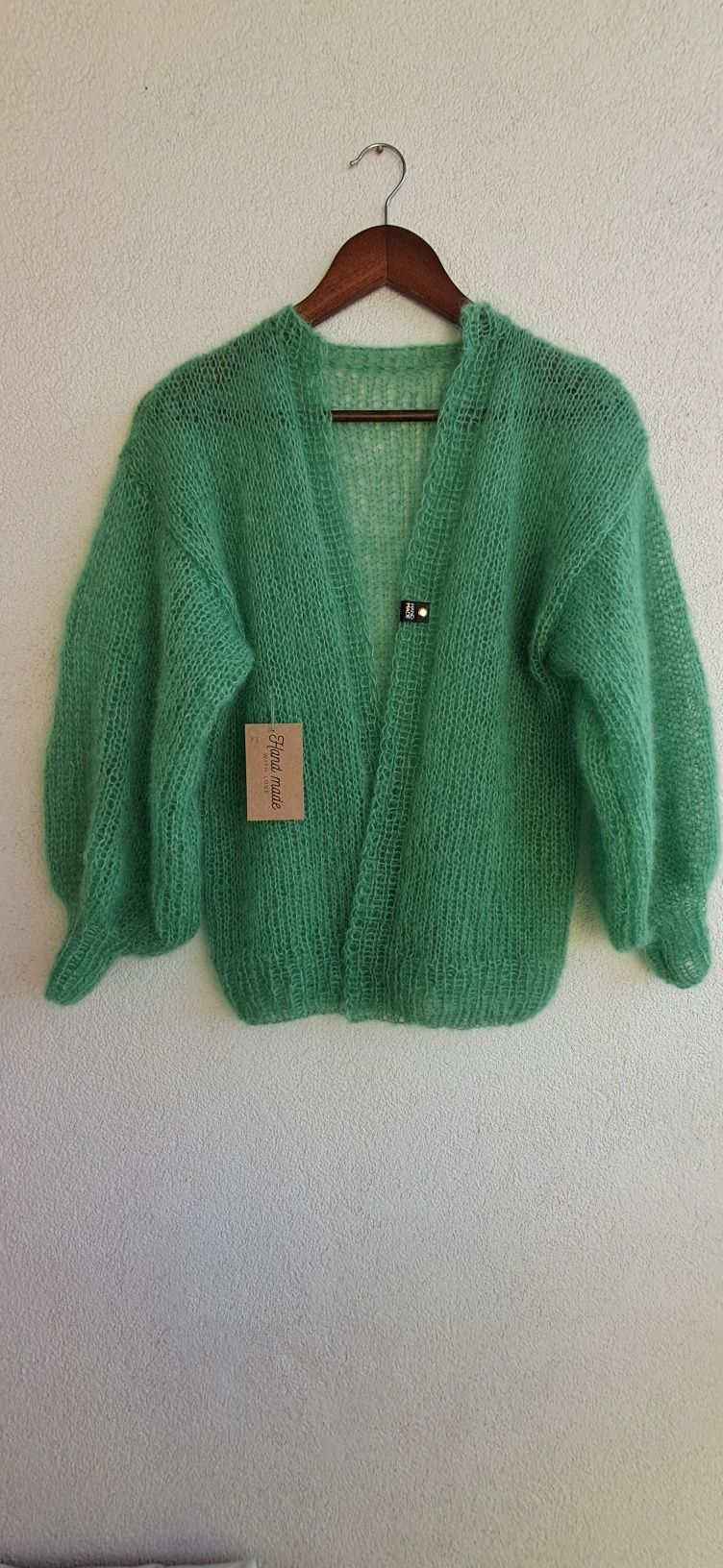 Piękny sweter moher z jedwabiem.Handmade.