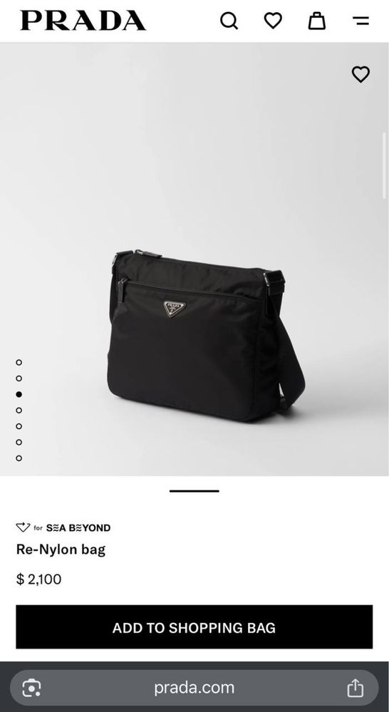 Сумка Prada Re-Nylon 1BC421 нейлонова чорна чоловіча