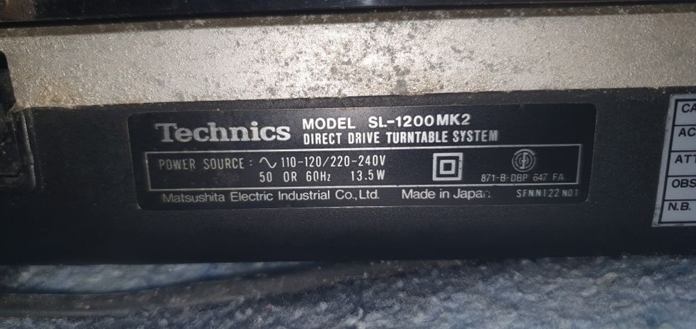 Technics Model SL - 1200 MK2 XGB