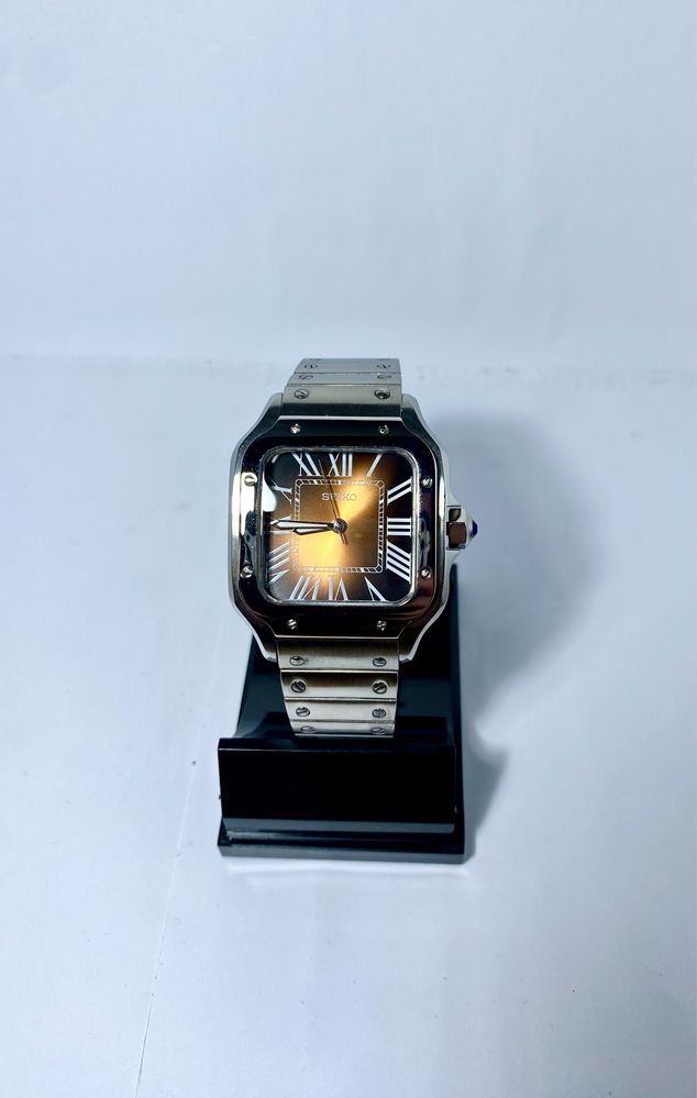 Zegarek automatyczny Seiko Mod santos cartier brazowo czarny nh35!!