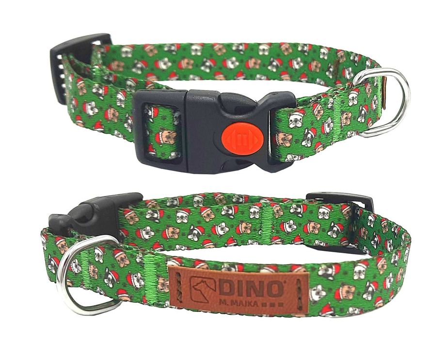 Obroża dla psa Świąteczna Zapinana Taśma 15mm/23-33cm Dino