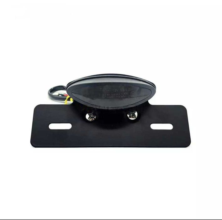 Farolim traseiro LED oval cores variadas suporte de matrícula moto