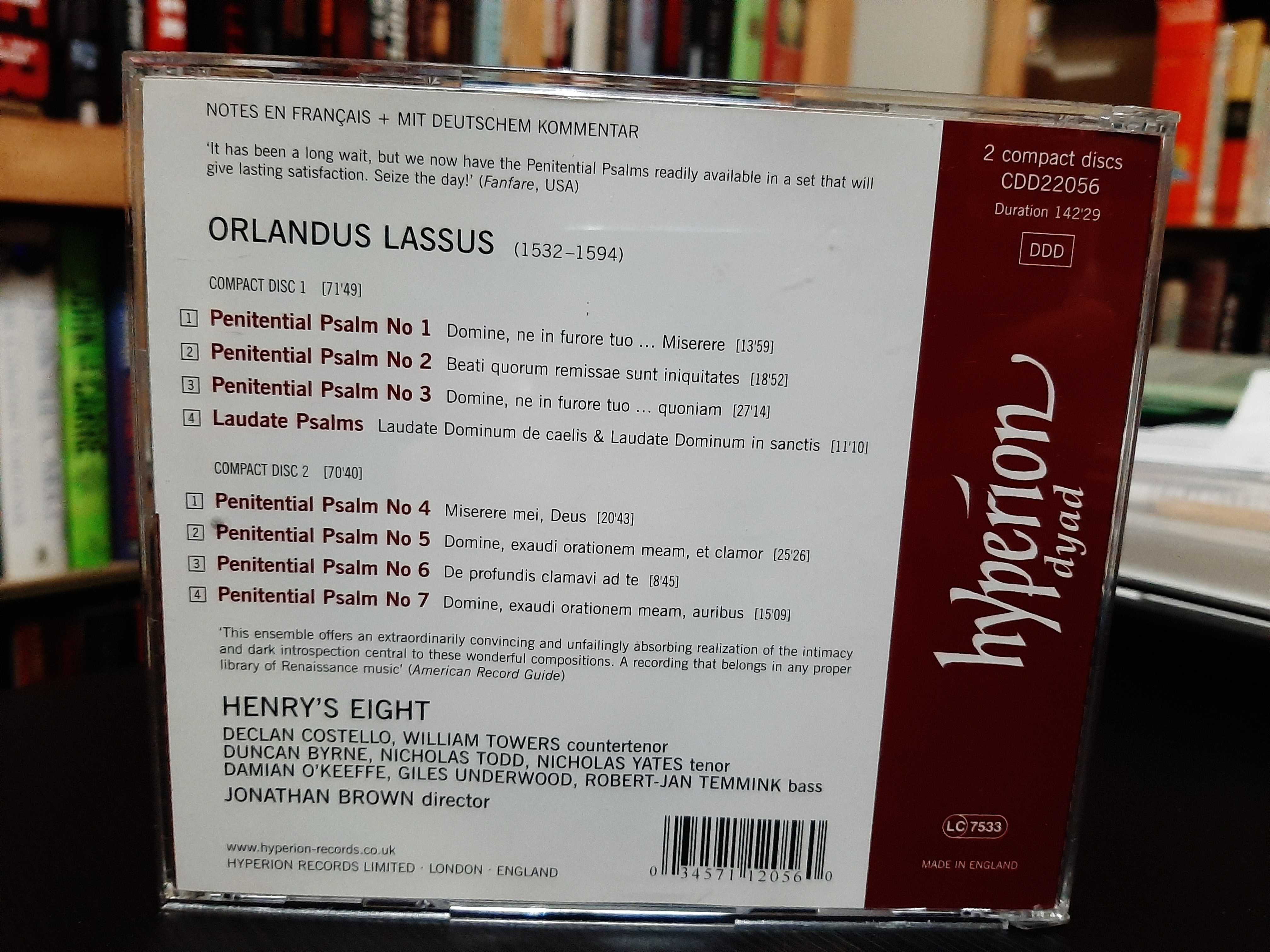 Orlando di Lasso – Penitential Psalms – Henry's Eight, Jonathan Brown