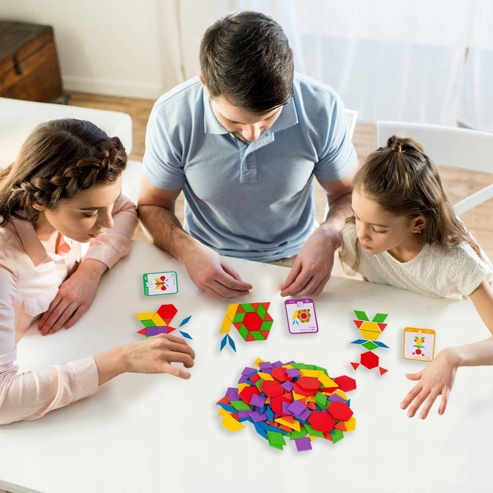 Drewniane Puzzle Klocki Układanka Montessori Karty