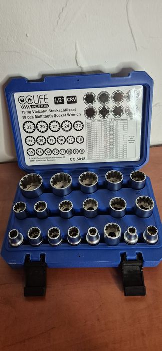 Zestaw Kluczy Nasadowych CCLIFE 19el. 8-32mm Torx E Stal Wanadowa Chro