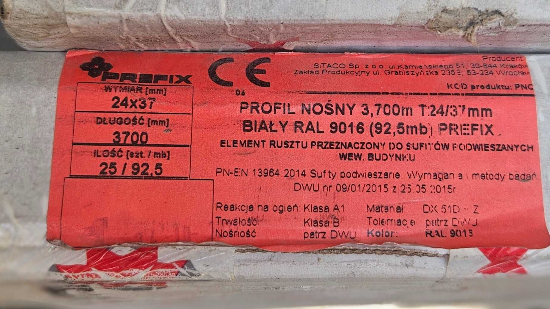Owa sufit podwieszany profile PREFIX