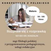 Korepetycje z języka polskiego - egz. ósmoklasisty i matura, poprawka