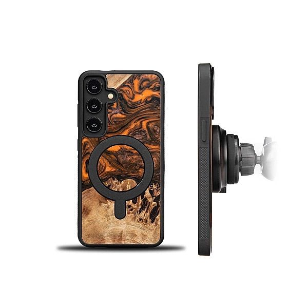 Etui Bewood Unique MagSafe Orange z drewna i żywicy na Samsung Galaxy