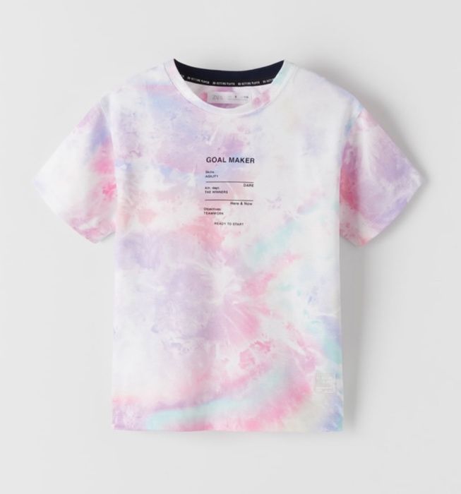 ZARA  KOSZULKA w stylu sportowym farbowana metodą TIE DYE