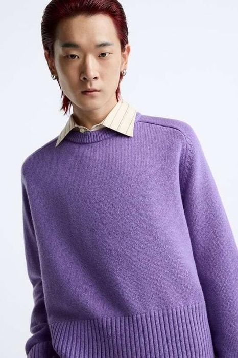 Светр zara x harry lambert із  вовни бузкового кольору