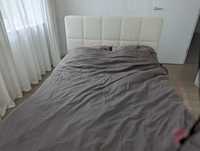 Białe łóżko z eko skóry - na materac 140x200 cm