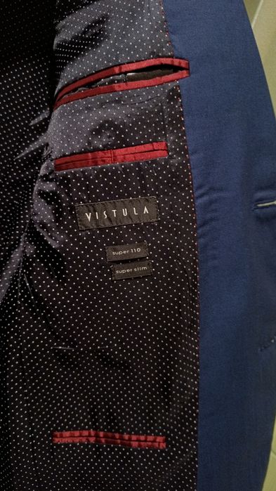 Vistula  Męska marynarka z włoskiej tkaniny Merino, S. Slim, Roz. S/M