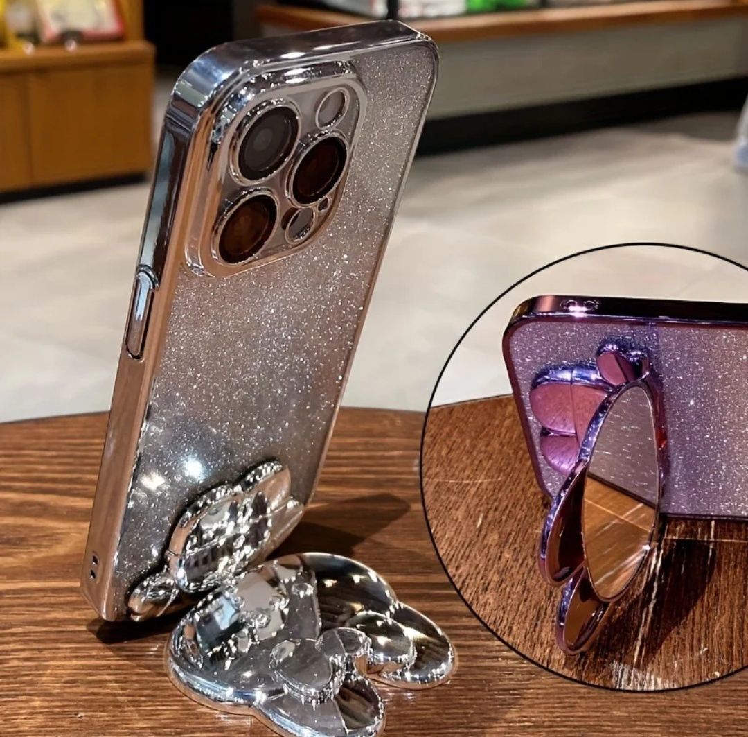 Nowe Etui do iPhone 15 podstawka lusterko stojak królik rabbit