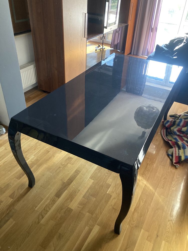 Stół glamour  szary lakierowany duży 180x90x78 cm