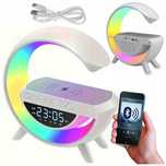 LAMPKA LED NOCNA RGB GŁOŚNIK ładowarka indukcyjna zegar radio budzik