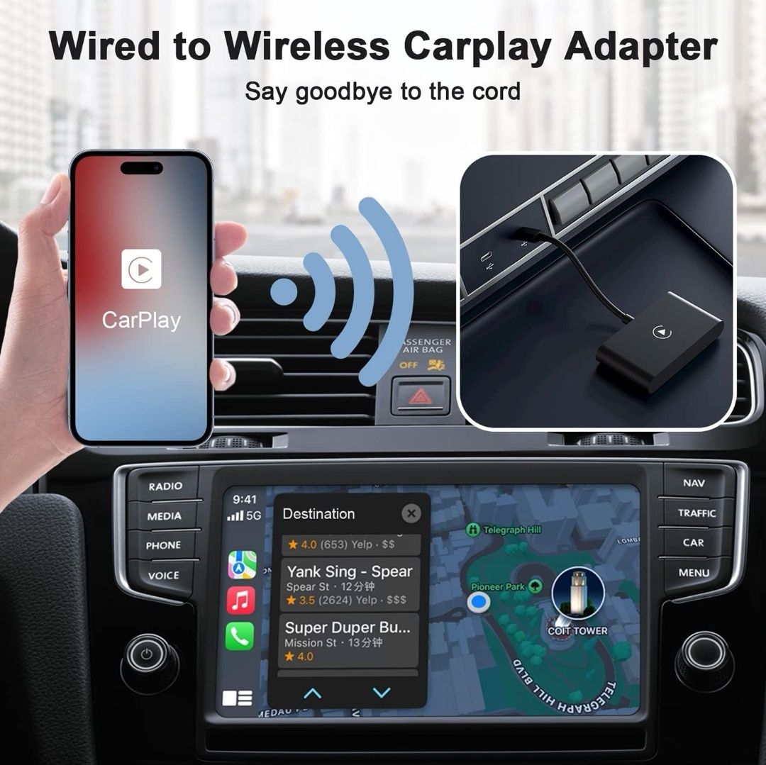 Bezprzewodowy adapter samochodowy Play Car Play Czarny