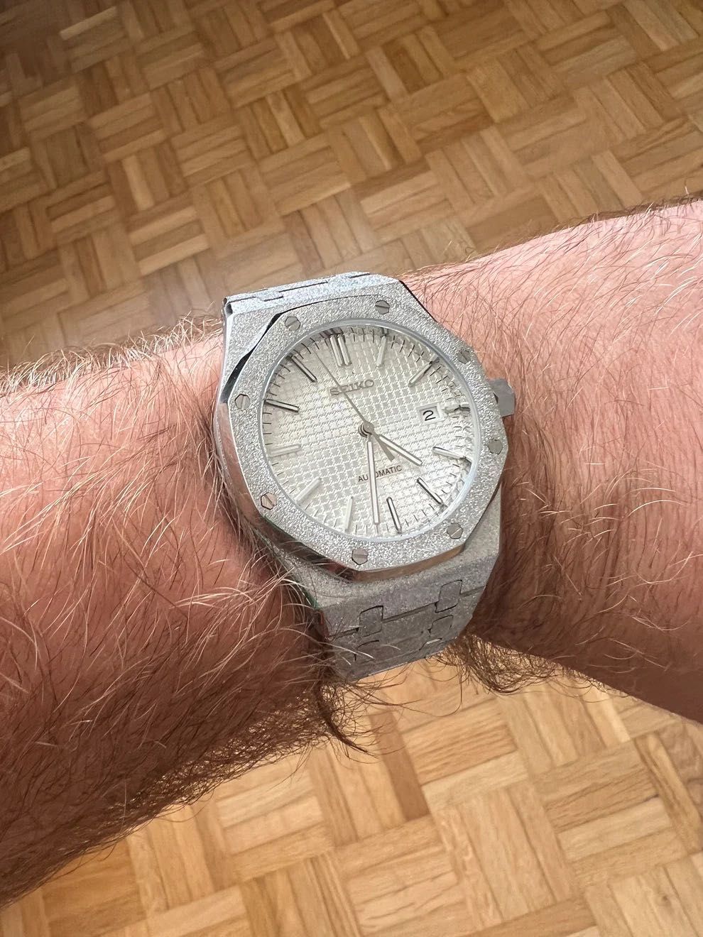 Zegarek Seiko Mod SEIKOAK biały royal oak kryształowy