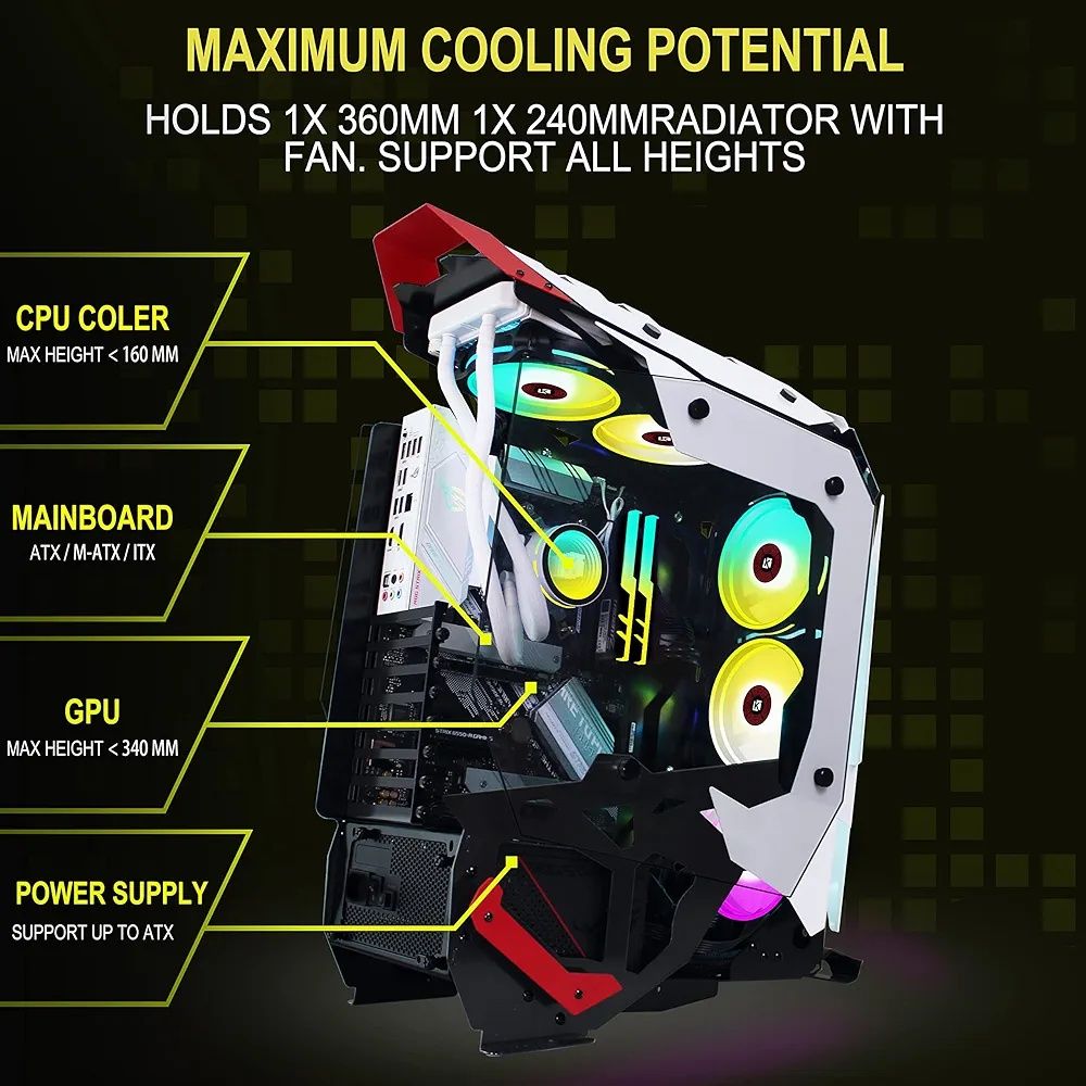 KEDIERS C650 Premium Obudowa PC - ATX Tower PC Gaming Case szkło hart.