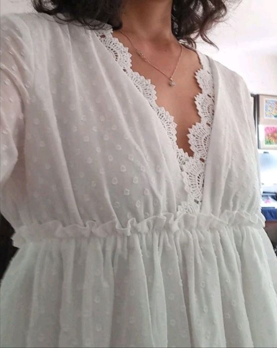 Sukienka biała z koronką letnia zwiewna boho śliczna