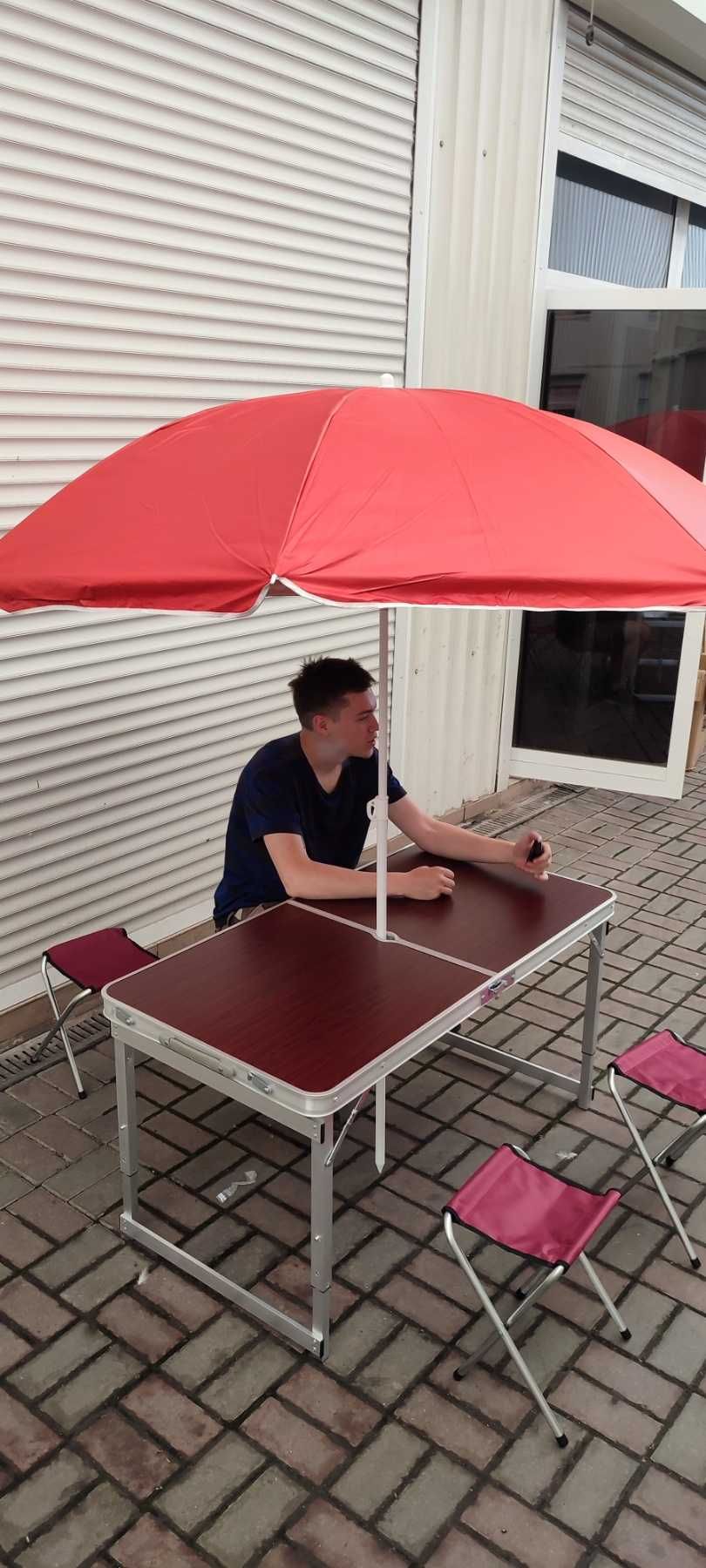 Стол на 4стула +зонт, для пикника, столик раскладной усиленный!Кемпинг