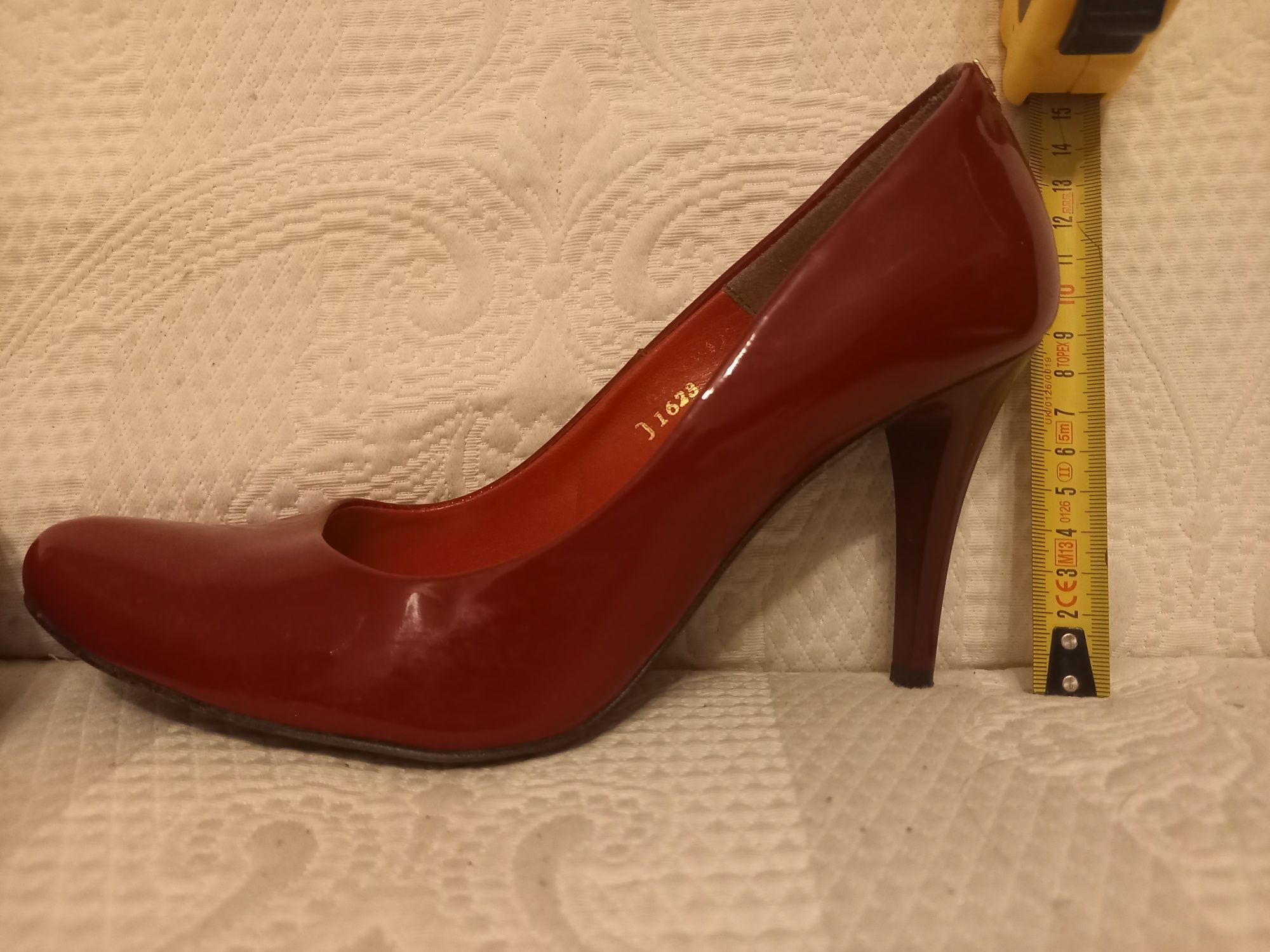 Buty skorzane lakierowane szpilki Kulig czerwone wiśnia 38