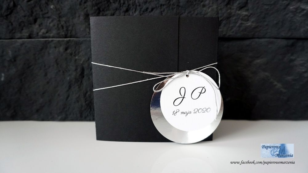 Zaproszenia ślubne SIMPLE 4 lustrzane czarne N!