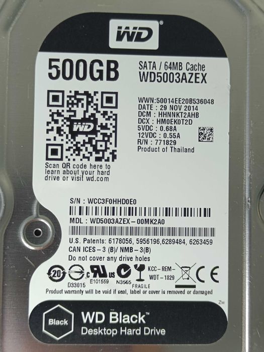 Хард Диск HDD Hard Disk Western Digital BLACK 500GB 7200rpm WD5003AZEX