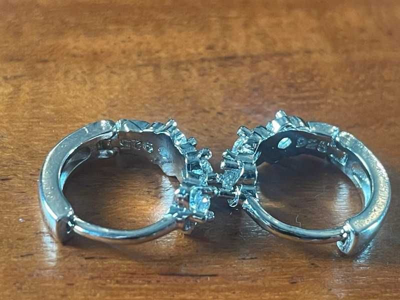 Kolczyki Stylowe Srebro 925 cyrkonia, Świetna Jakość, Nowe