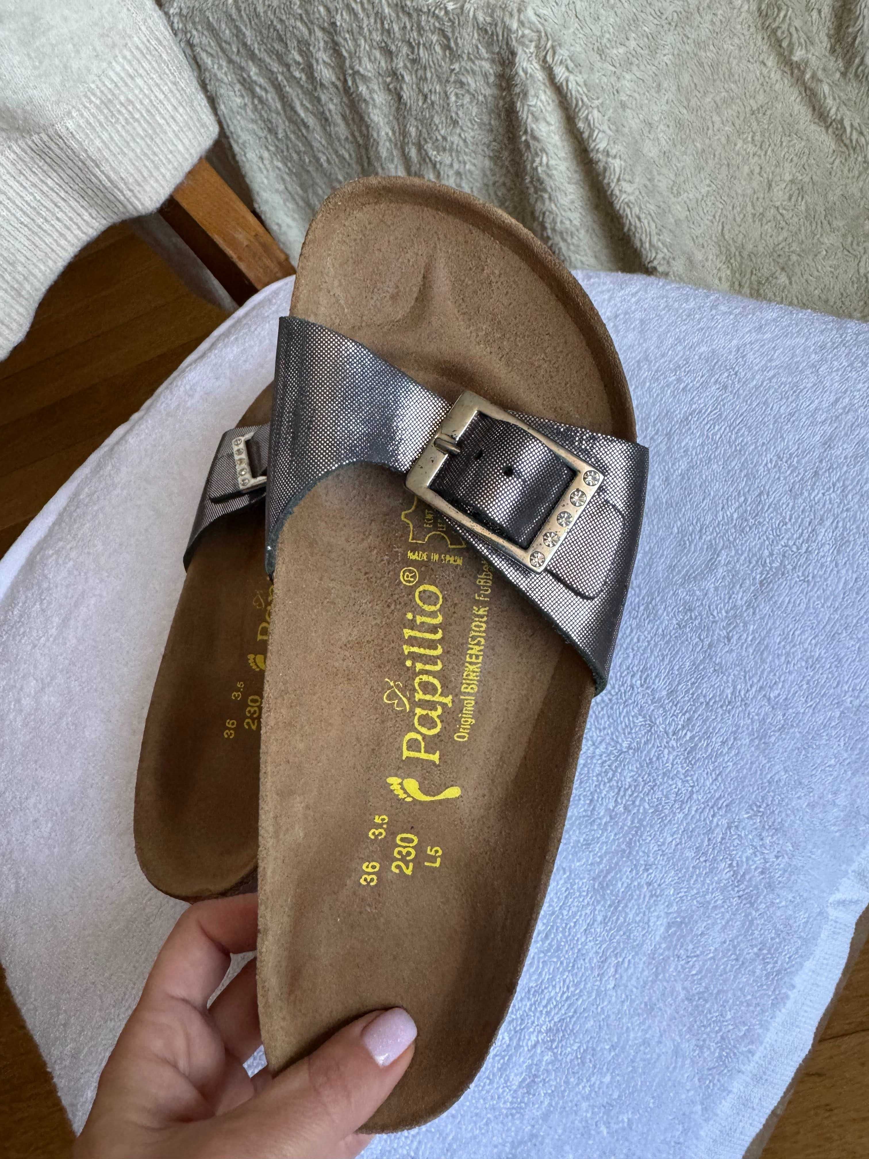Шльопанці анатомічні срібні Birkenstock Limited edition Papillio 36