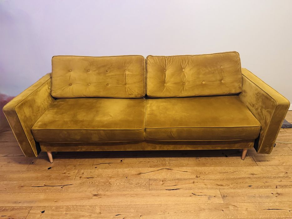 Sofa trzyosobowa Tivoli rozkładana z pojemnikiem welurowa