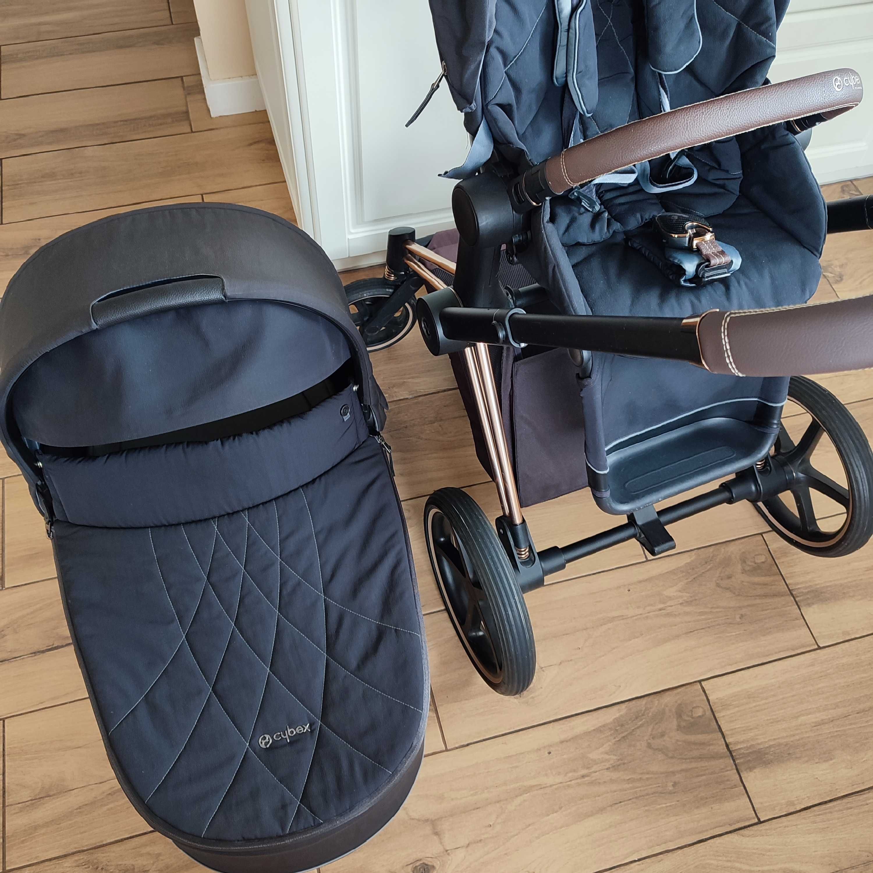 Wózek 2w1 Cybex Priam 2.0 Deep Black Rose Gold