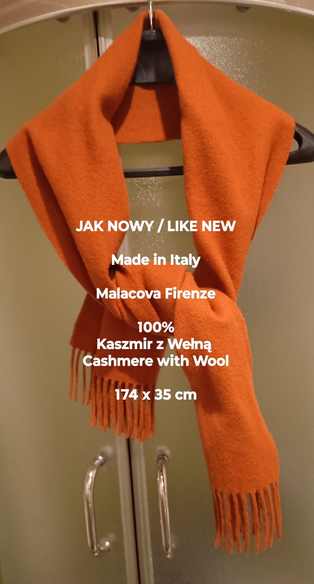 Made in Italy  Malacova Firenze  Duży szal, Kaszmir z Wełną, 174 x 35