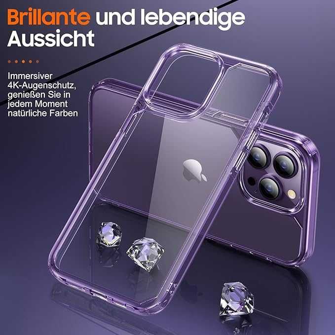 UniqueMe Zestaw 5 w 1 etui do iPhone 14 Pro przeźroczyste fioletowy