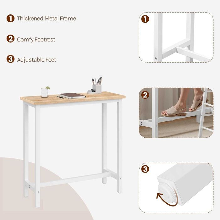 Loftowy Stolik Barowy 100x100x40cm Wyspa Kuchenna Woltu Jasny Dąb